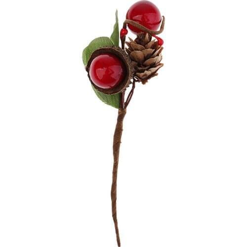 5x Artificial Flowers Pine Cone Flower Branch Wedding Embellishments Crafts