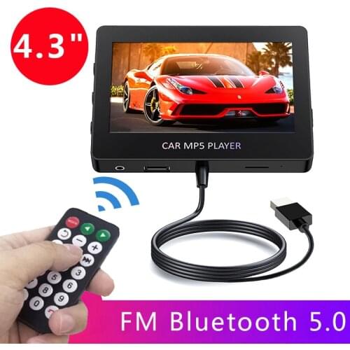2021 Bluetooth 5.0 Car MP5 Player FM Transmitter Support TF U disk music player with Remote Controller Multi Media Player