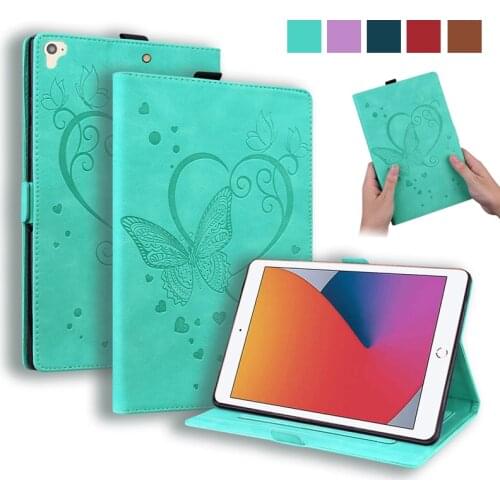 For iPad 8th 7th 6th Generation Case Emboss Butterfly Leather Flip Cover for iPad 9.7 10.2 Case For iPad 8 7 6 5 Air 3 2 1 Cover