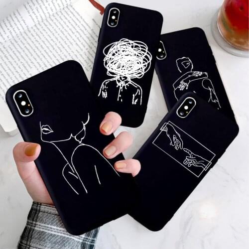 GYKZ Abstract Art Line Phone Case For iPhone 7 11 Pro X XR XS MAX 6 6s 8 Plus Fashion Soft TPU Pretty Girl Lisa Black Cover Capa