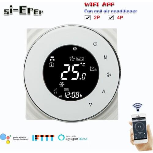 2P 4P Cooling / Heating Digital Wireless Wifi Thermostat Room Temperature Control For Central Air Conditioning,95-240VAC 24V