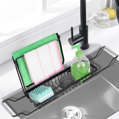 Sponge Holder for Kitchen Sink Organizer, SUS304 Stainless Sink Sponge Holder Rust Proof Water Proof