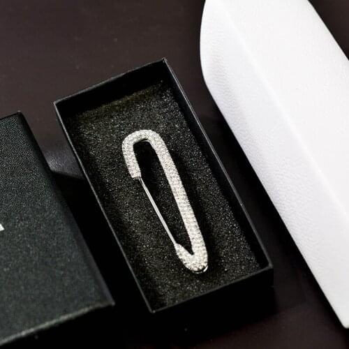 Length6.5cm fashion Rhinestone golden/silver pin for coat shawl Brooch Broche Producto Clothings Accessories gift