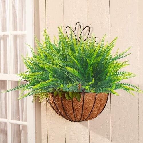 Artificial Plants Fake Boston Fern Greenery Outdoor UV Resistant No Fade Faux Plastic Plants Garden Porch Window Box Decorating