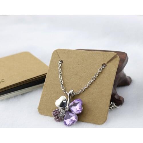 Wholesale 100Pcs Kraft Paper Cards 5x5cm Cardboard Necklace Display Packaging Card Square Jewelry Card Price Label Tags