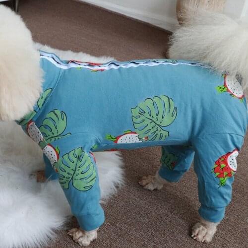 Pet Dog Jumpsuit Thin Printed Overalls 100%Cotton Puppy Clothes Protect Belly Pajamas For Small Dogs Chihuahua Poodle Home Wear