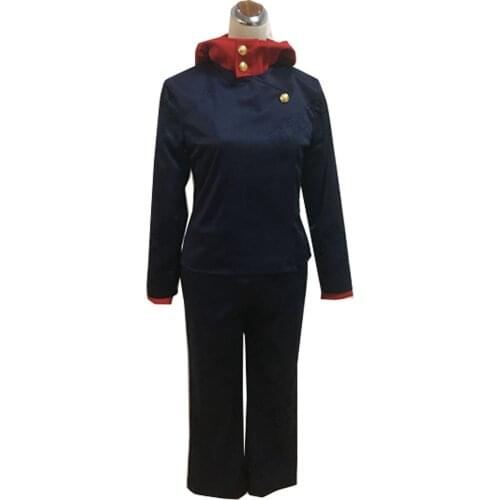 2020 Anime Jujutsu Kaisen Yuji Itadori Cosplay Costume Adult Men Women Outfits Navy Blue Stickup Coat Top Pants Sportwear Hallow