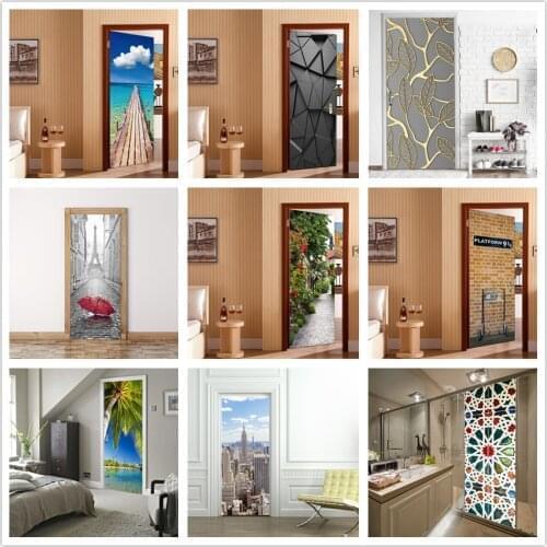 3D Creative Door Decoration Stickers London Platform Stickers On the Doors DIY Renew Wallpaper Waterproof Art Home Mural Posters