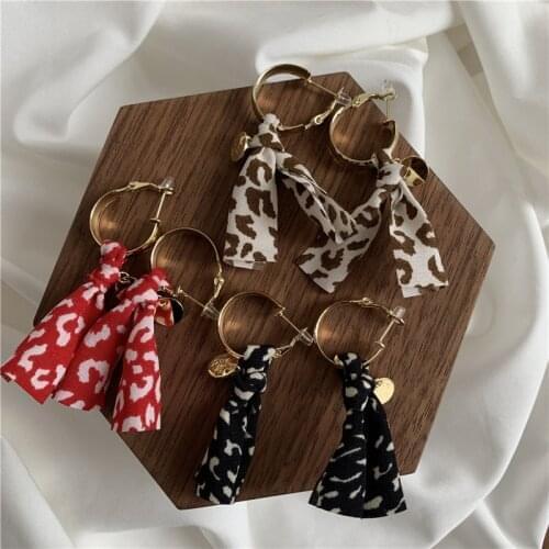 LOVOACC Elegant Polka Dot Cloth Bowknot Drop Earrings for Women Red Black Brown Color Tie Bow Hanging Dangle Earrings Brincos