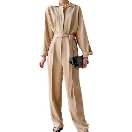 Fahion straight Jumpsuit full length female new suits hight waist jumpsuit temperament fashion ladies jumpsuit with belt F1678