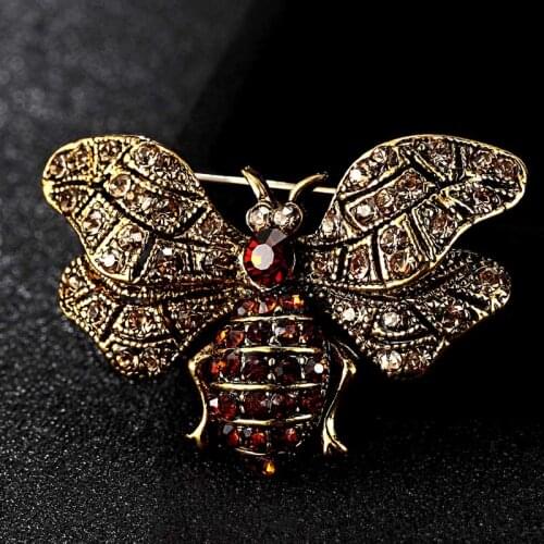 Men Brooch Jewelry Shiny Vintage Bee Pin Brooch Fashion Rhinestone Wedding Hijab Accessories hats bijoux Women Punk Pins