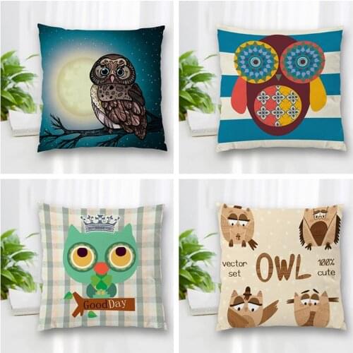 Custom Cartoon Owl Pillowcase With Zippered Bedroom Home Office Decorative Pillow Sofa Pillowcase Cushions Pillowcover