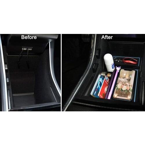Suitable for Tesla Model 3 Central Control Armrest Box Storage Box Modified Car Decorative Storage Box Interior Parts