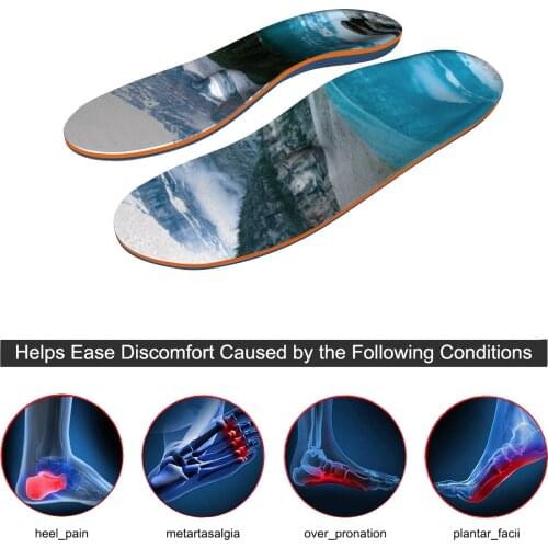 Blue Pattern Full Length Elastic Orthotic Insoles for High Arch Foot , Metatarsal Support and Heel Pain Men Wome iFitna