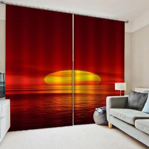 Luxury Blackout 3D Window Curtains For Living Room Bedroom gold sunset curtains stereoscopic curtains