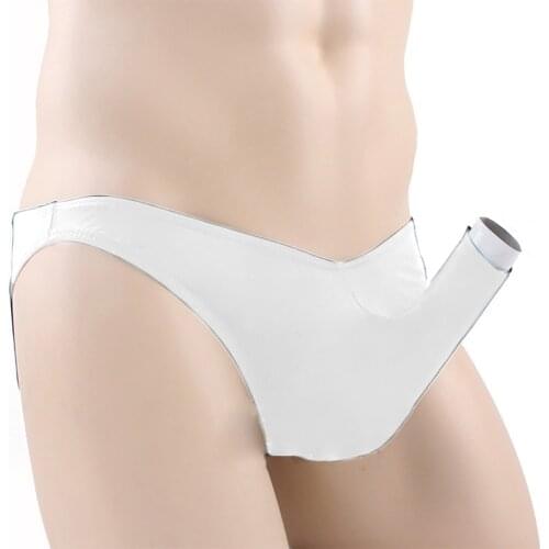 Ice Silk Open Penis Sheath Elephant Nose Transparent MenS Sexy Underwear Briefs Gay Temptatio JJ Sleeve Erotic Underpants