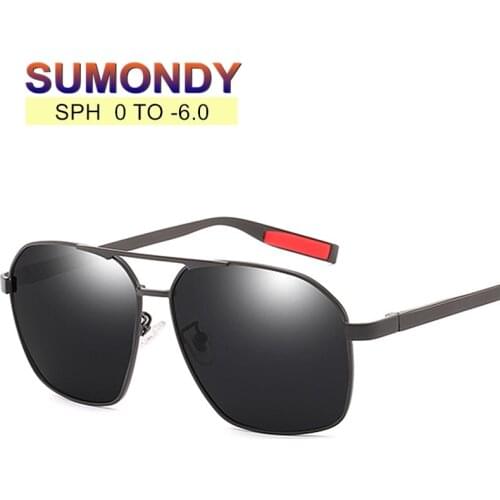 SUMONDY Myopia Glasses Sunglasses SPH 0 TO -6 Men Women Fashion Twin-Beams Alloy Frame Shortsighted Spectacles Name Brand UF83