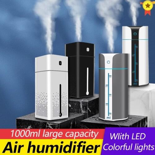 New Ultrasonic Air Humidifier Diffuser Mute 7 Color Night Light 1000ML Mini Aromatherapy Diffusers Cool Mist Maker Home Purifier
