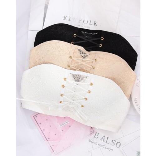 Baharcelin High Quality Women Bra Invisible Strapless Bra Push Up Lace Wedding Party Dress Bras Black white Wire Free bras