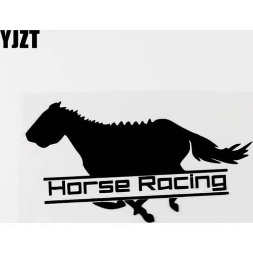 YJZT 17CM×9.4CM Funny Animal Horse Racing Vinyl Car Bumper Decal Sticker Black/Silver 8C-0512