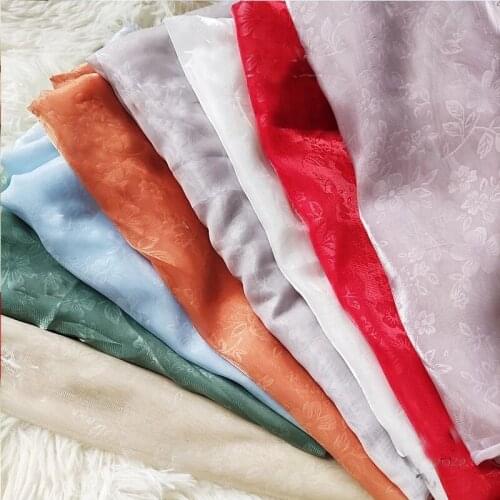 Jacquard Organza Fabric By The Meter for Cheongsam Skirt Dress Clothin Sewing Flowerg Dark Pattern TulleTextile Per Yard Black