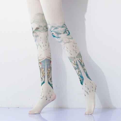 Wind Myth Pattern Printed Women Pantyhose Dropship And Bulk