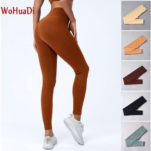 WOHUADI 2021 High Waist Leggings Women Yoga Pants Fitness Seamless GYM Training Stripe Workout Elastic Push Up Ankle Length