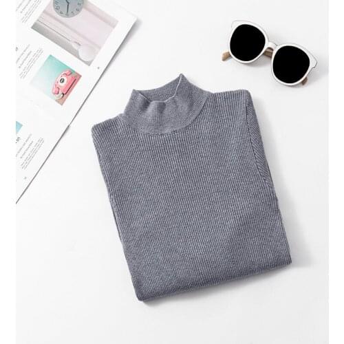 Office Ladies Womens Autumn Spring Basic Sweaters Solid Knitted Pullovers Ladies Tops Turtleneck Long Sleeve Female Jumpers