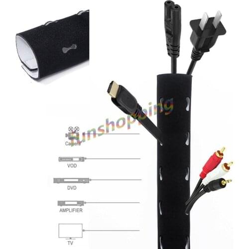 1/2/4pcs 1.2m Cable Management Sleeve Flexible Neoprene Cable Wrap Wire Cord Cover Organizer System for PC TV Phones Cable line