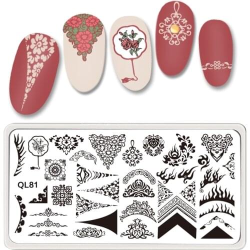 1pc Nail Art Stamp Stamping Image Plate Panda Flower Style Series crane pavilion pattern Nail Template Manicure Stencil Tool