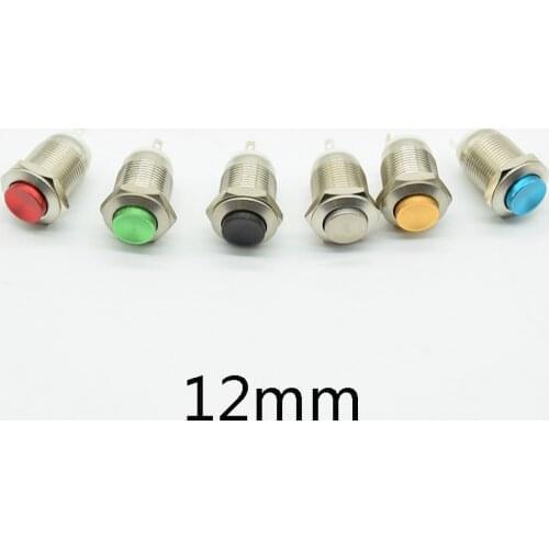 12mm Waterproof Momentary High Round Metal Push Button Switch Car Start Horn Speaker Bell Automatic reset 12mm metal switch