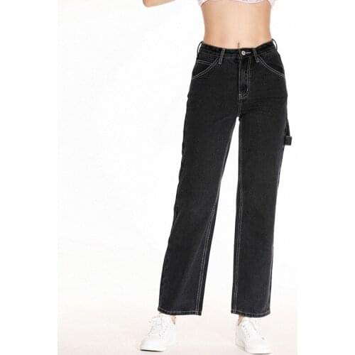 2020 High Waist Straight Jeans Women Baagy Boyfriend Overalls Loose Wide Leg Denim Pants Washed Retro Autumn Winter Long Jean