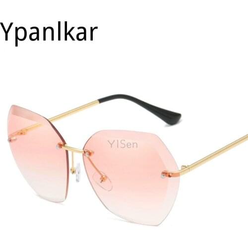 2021 Rimless Womens Sunglasses Design Fashion Lady Sun Glasses Vintage Alloy Classic Designer Shades UV400 Eyewear