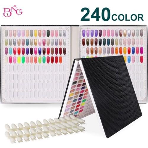 240 colors Tips display Color PU Paper Book Nail Polish Chart Polish Card Board Salon Showing Shelf Gel swatch Waterproof