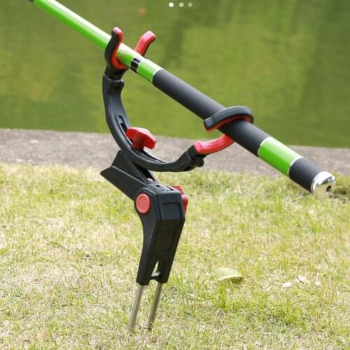 360 Degree Adjustable Fishing Pole Holder Universal Foldable Single/Double Turret Fishing Pole Holder Stand Fishing Accessories