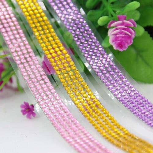 50cm Self Adhesive Crystal Rhinestone Diamond Ribbon DIY Decoration Sticker with 1.8mm Rhinestones for DIY Arts Crafts Decor