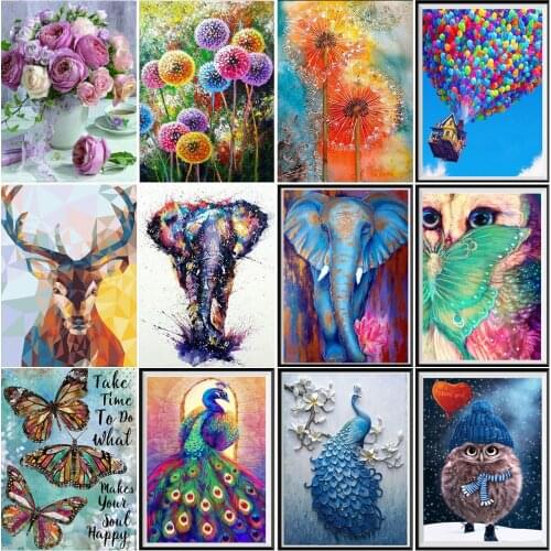 5D diamond painting full circle animal peacock elephant cross stitch landscape dandelion DIY diamond embroidery mosaic home deco