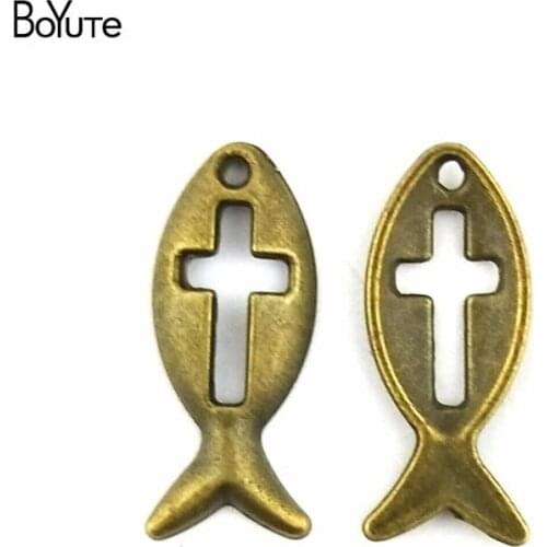 BoYuTe (100 Pieces/Lot) 20*8MM Antique Bronze Plated Zinc Alloy Fish Charms Pendant for Jewelry Making Handmade Diy Accessories