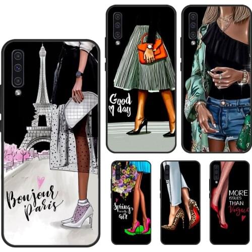 Fashion High heels Girl Flower Case For Samsung A71 A51 A41 A31 A11 A20e A21S A02S A20S A40 A50 A70 A12 A32 A42 A52 A72