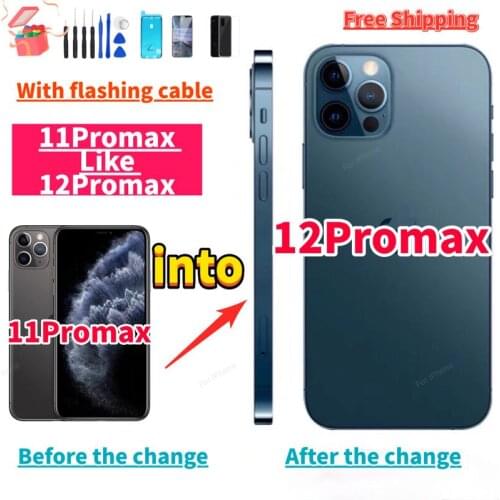 DIY Back Cover Housing For Changing iphone 11 Pro max Into iphone 12 Pro Max Housing 11promax like 12promax+ Flashing cable+Gift