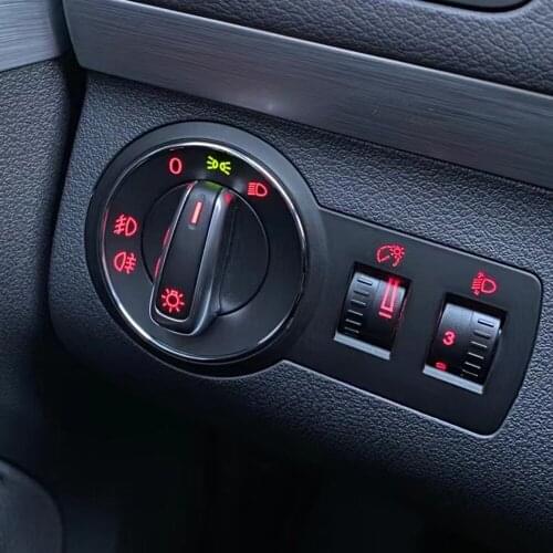 For VW Caddy Golf Jett MK5 MK6 Passat B7 CC SCI Sharan Touran Tiguan PQ35 PQ46 Headlight Switch Decorative Trim Frame Metal Ring