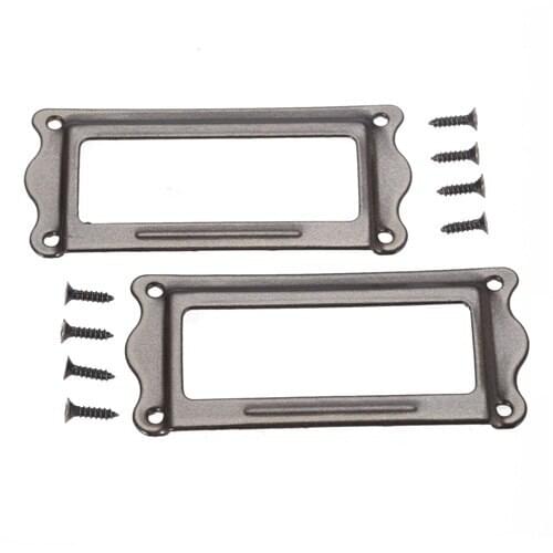 Dophee 2pcs Card Holder Tag Label Drawer Box Case Pull Frame Decorative Furniture Handle Canbinet