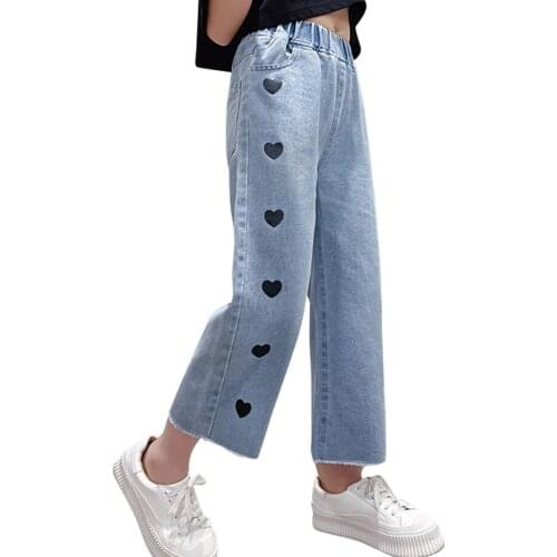 Jeans For Girls Heart Pattern Girl Jeans Kids Spring Autumn Jeans For Children Casual Style Childrens Clothing Casual Style