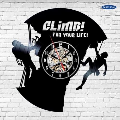 Climbing Gear Vinyl Wall Record Clock Party Black Art Decoration Handmade duvar saati
