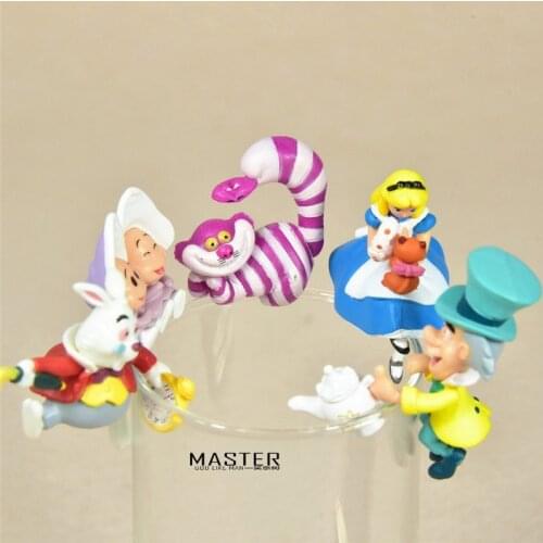 5piece Alices Adventures in Wonderland Cheshire cat Mad Hatter action Figure Collectible Model Toy cup Side toys