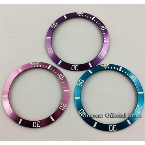 Goutent 38mm Purple/Fuchsia/Blue Watch Bezel Insert Titanium Bezel Fit 40mm Automatic Watch Case For Men Watch Ring Parts