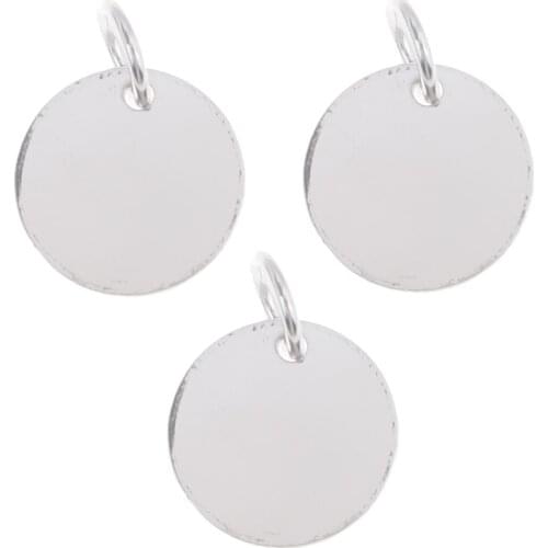 925 Sterling Silver Round Blank Tags DIY Necklace Pendants Stamping Charms