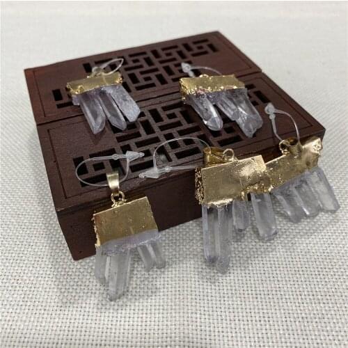 Crystal Quartz Stone Pendant Natural Stone Pendant Necklace Jewelry Accessories Ladies Healing Gift Irregular Jewelry Making