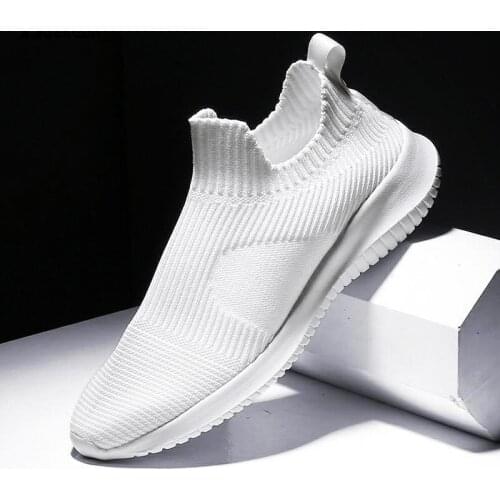Large Size Summer Slip-on Sock Sneakers Mens Running Sport Shoes Mens White Sports Shoes Knit Knitted Tennis Knitting GME-1994