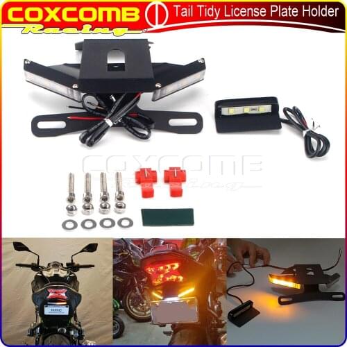 Tail Tidy Fender Eliminator Kit W/LED Light License Plate Holder Mount For Kawasaki Z900 2017-2021 Registration Number Bracket